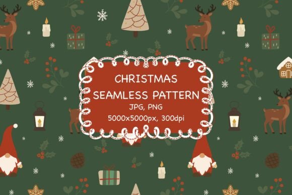 Download Christmas Seamless Pattern Gnomes &amp; Deer - Gnomes Collection