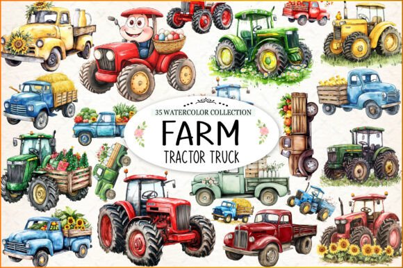 Download Farm Tractor Truck Watercolor Clipart - Watercolor clipart Collection