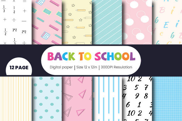 Download Back to School Digital Paper Pattern - Digital paper pattern Collection