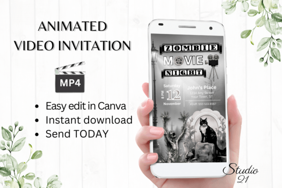 Download Digital Halloween Zombie Movie Invite - Digital halloween Collection