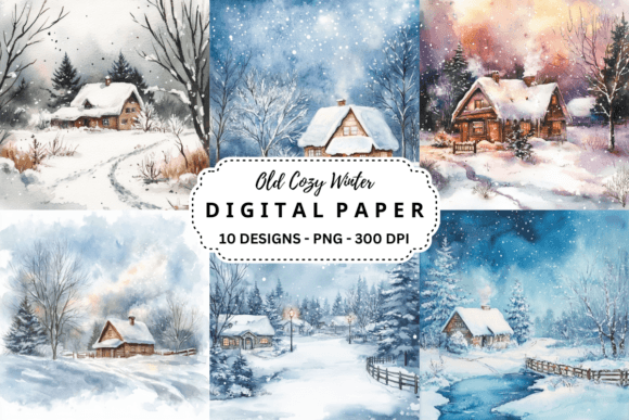 Download Watercolor Old Cozy Winter Background - Premium Resources