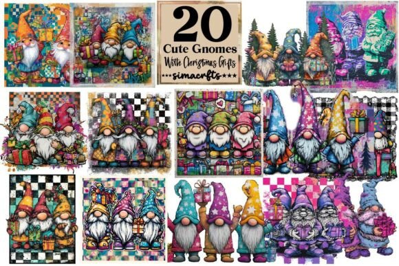 Download Cute Gnomes with Christmas Gifts PNG - Gnomes Collection