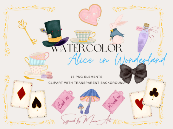 Download Alice in Wonderland Watercolor Clipart - Watercolor clipart Collection