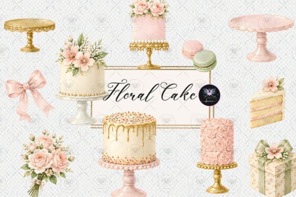 Download Elegant Floral Cake Watercolor Clipart - Watercolor clipart Collection