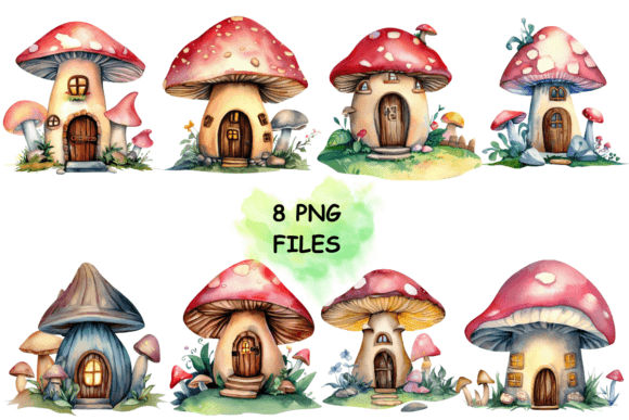 Download Fairy Mushroom House Watercolor Clipart - Watercolor clipart Collection