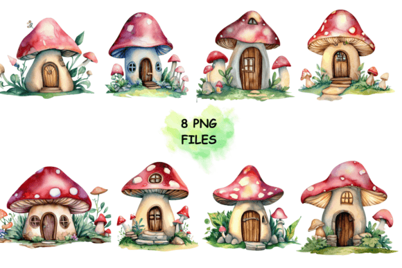 Download Fairy Mushroom House Watercolor Clipart - Watercolor clipart Collection