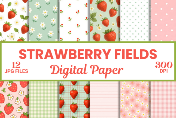 Download Strawberry Fields Digital Paper Pattern - Digital paper pattern Collection