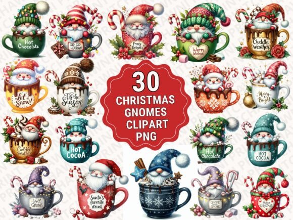 Download Watercolor Hot Cocoa Gnomes Clipart PNG - Gnomes Collection