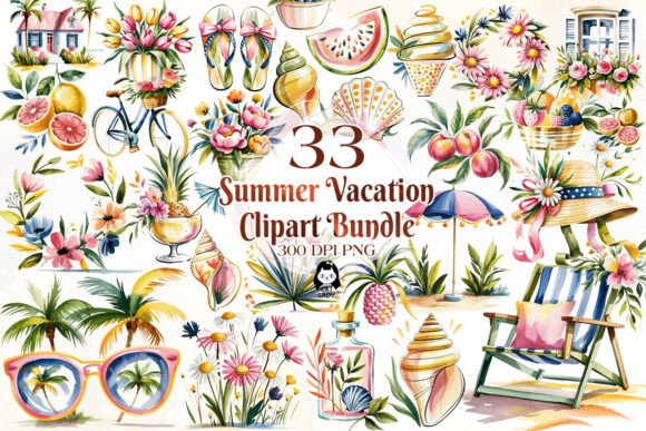 Download Cottage Summer Floral Watercolor Clipart - Watercolor clipart Collection