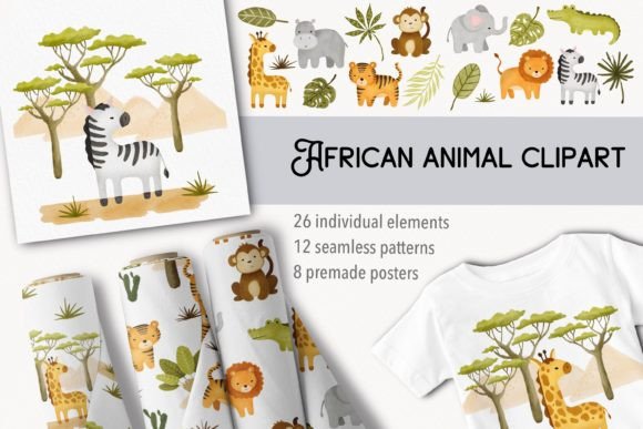 Download African Animals Watercolor Clipart - Watercolor clipart Collection