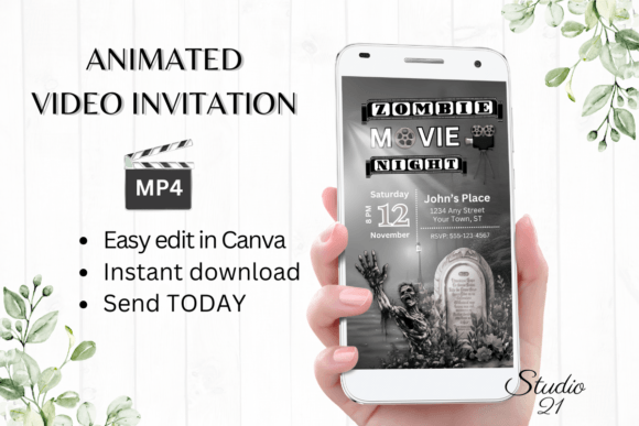 Download Digital Halloween Zombie Movie Invite - Digital halloween Collection