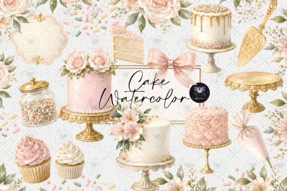 Download Elegant Pink Cake Watercolor Clipart - Watercolor clipart Collection
