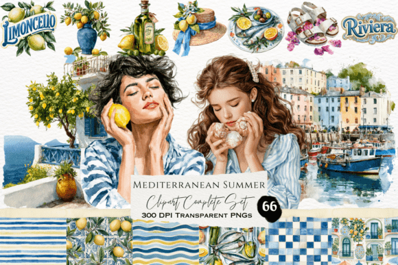 Download Mediterranean Summer Watercolor Clipart - Watercolor clipart Collection