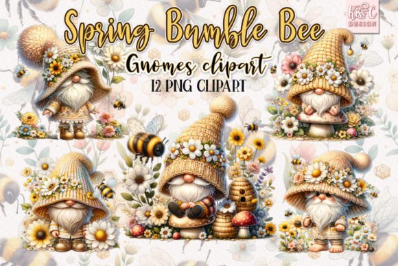 Download Watercolor Spring Bumble Bee Gnomes PNG - Gnomes Collection