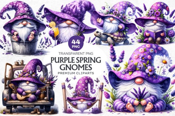 Download 44 Lavender Purple Gnomes Clipart Set - Gnomes Collection