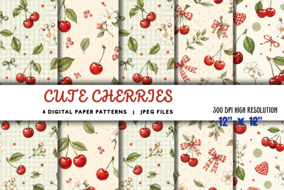 Download Cute Cherries Digital Paper Pattern - Digital paper pattern Collection